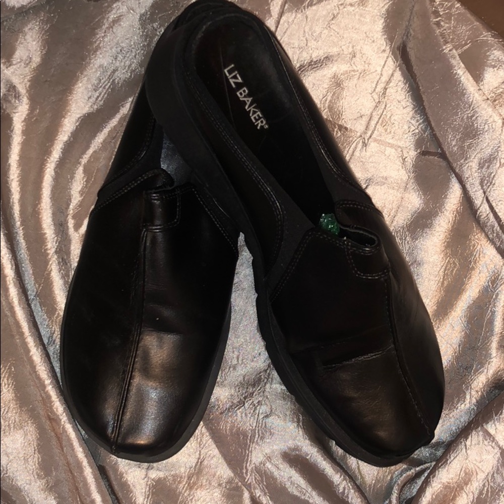 Liz Baker Black Leather Clog, Size 10